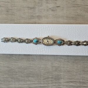 Silver and Turquoise Watch Bracelet